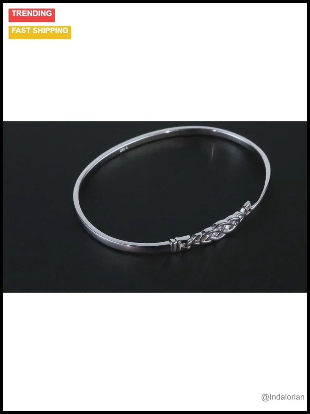 925 Sterling Silver Celtic Love Knot Bangle Bracelet for Women